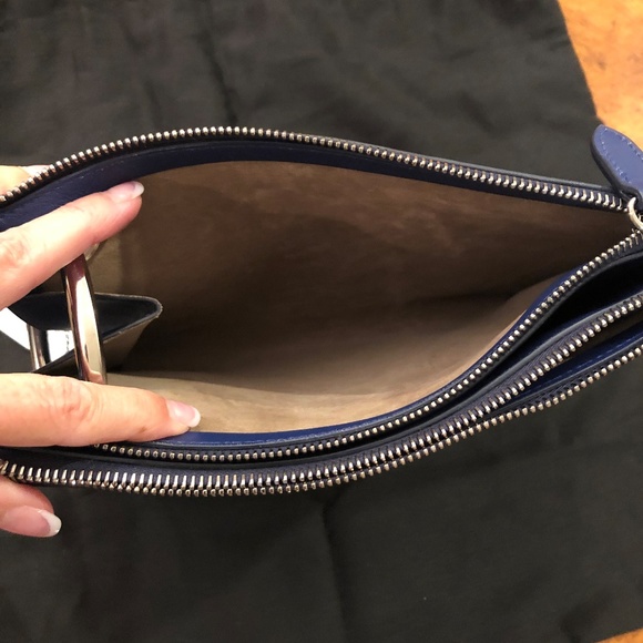 NWT Jil Sander Navy Leather Double Clutch - Picture 3 of 8